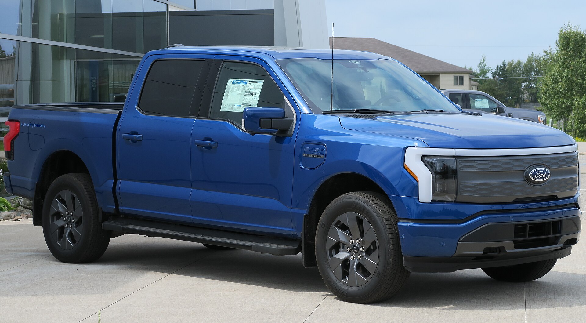 Ford F-150 Lightning electric pickup, front three-quarter view