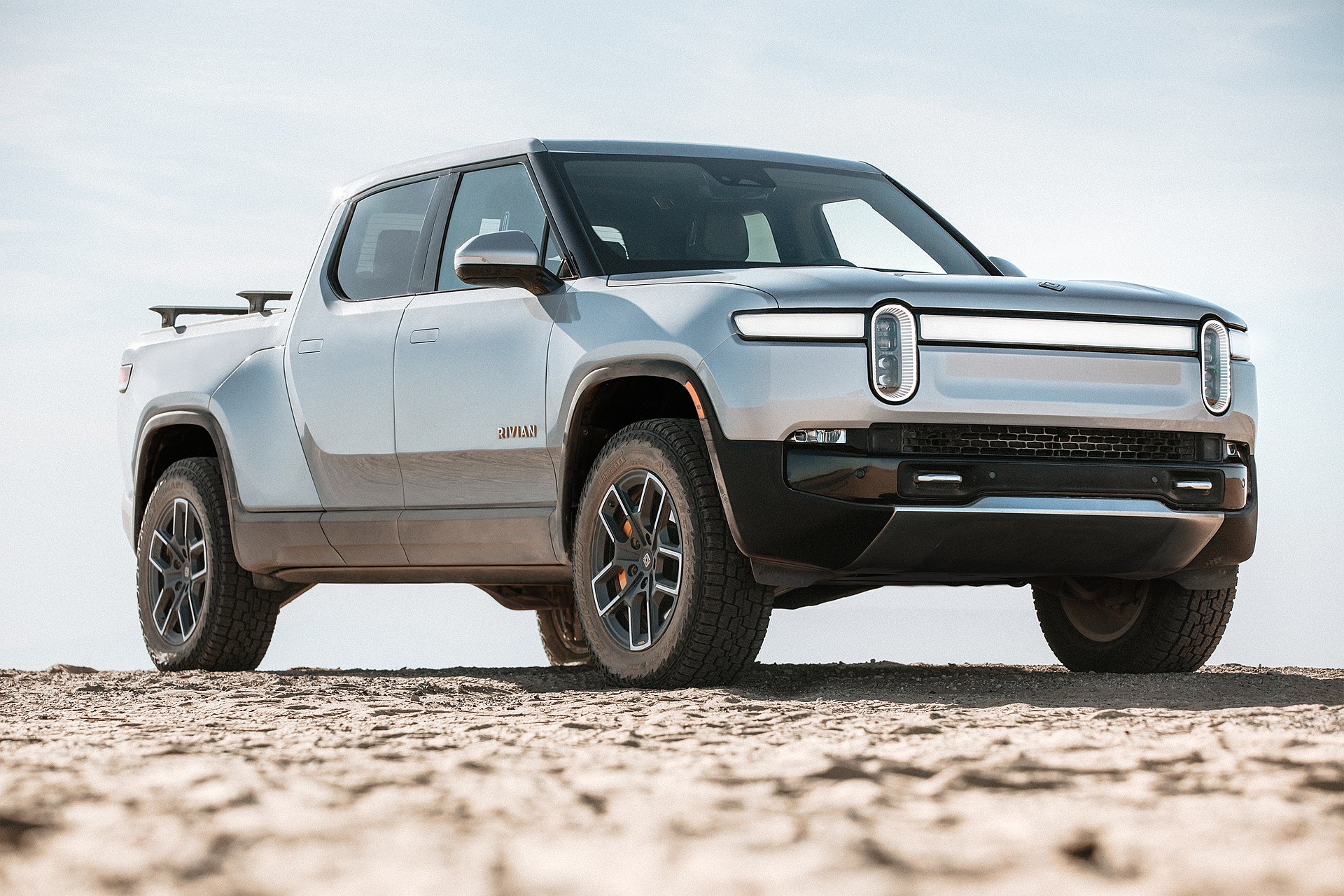 Rivian R1T electric pickup, front three-quarter view