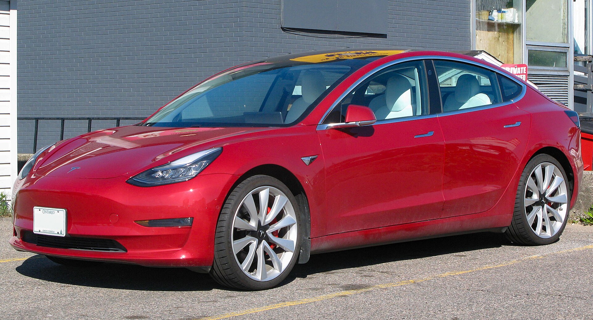 Tesla Model 3 sedan, front-left view